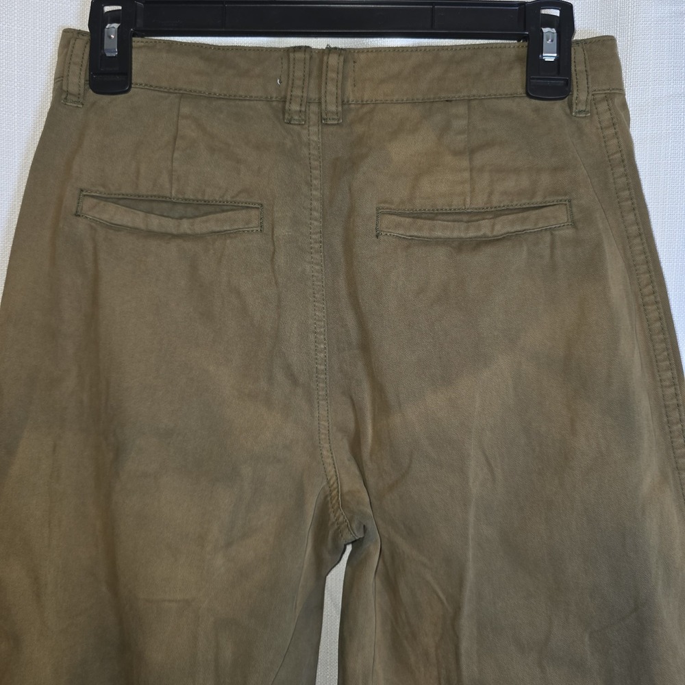 Pistola Army Green Highwaisted Wide Leg Cropped Pants 24 Raw Hem Faded - Picture 5 of 13
